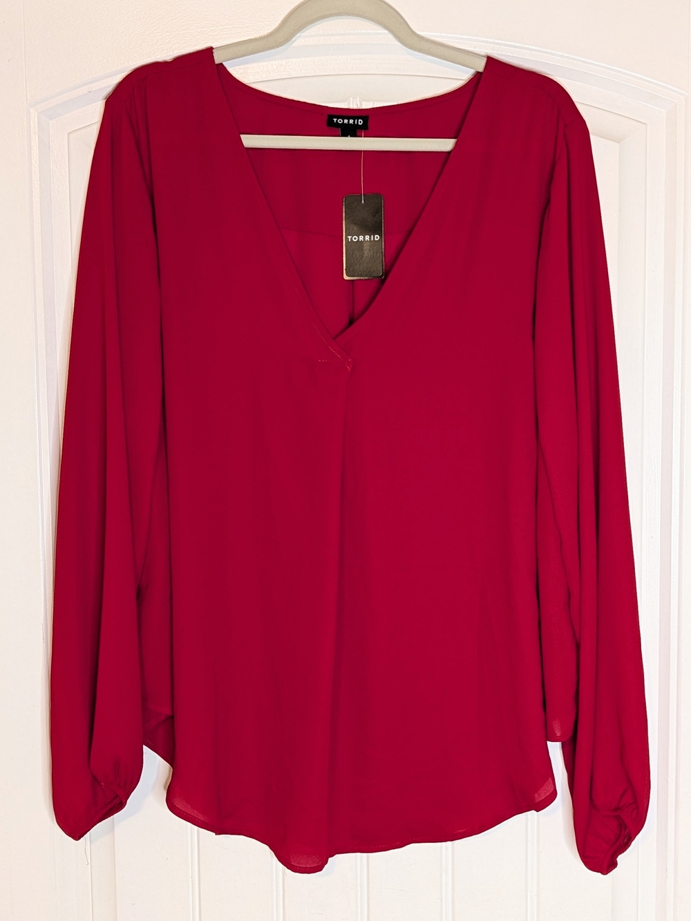 Torrid Red Georgette Pullover V Neck Blouse